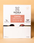 Moka Origins Coffee Dark Chocolate Mini Box, 100-count display box, front