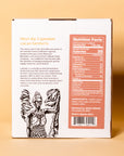 Coffee Dark Chocolate Mini Box back panel with nutrition facts and ingredients