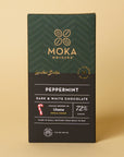 Peppermint Dark and White Chocolate bar, front of package