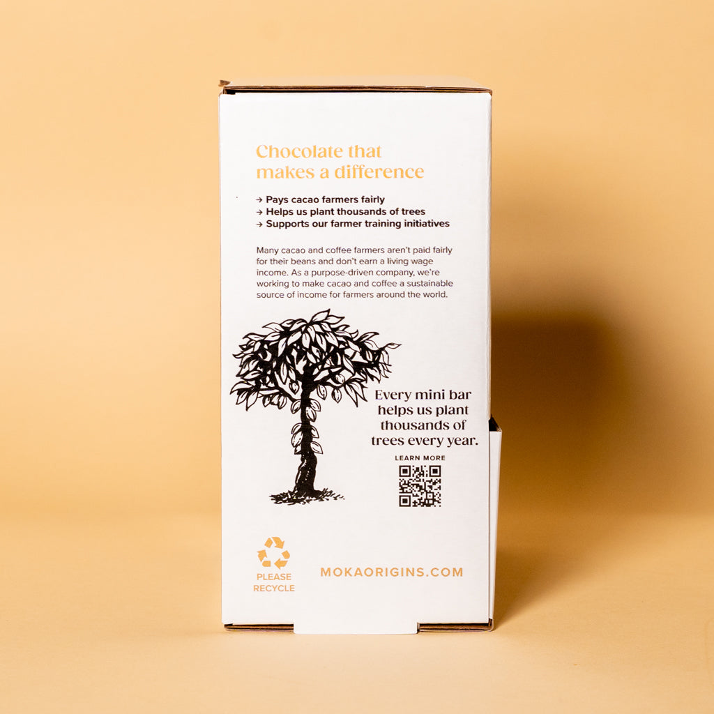 Dark Milk Chocolate Mini Box panel, chocolate that makes a difference