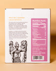Vanilla Sesame Dark Chocolate Mini Box back panel with ingredients and nutrition facts