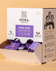 Pure Dark Chocolate Mini Box open display box showing side panel
