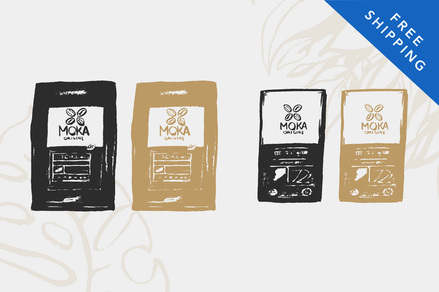 Coffee & Chocolate - 2 Bags & 2 Bars Monthly Moka Box Moka Origins 